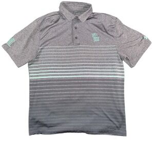 Under Armour Polo Shirt Mens Large Gray Playoff Valero Texas Open Golf Striped